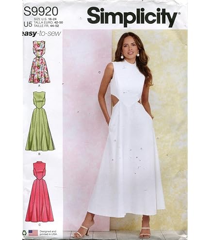 Amazon.com: Simplicity Misses' One Shoulder Knit Dress Sewing