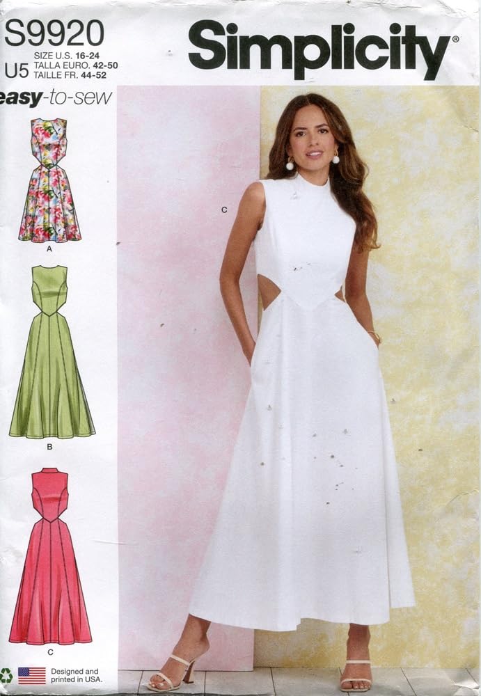 SIMPLICITY Sewing Pattern SS9920U5 Misses' Dress with Neckline and Length Variations U5 (16-18-20-22-24)