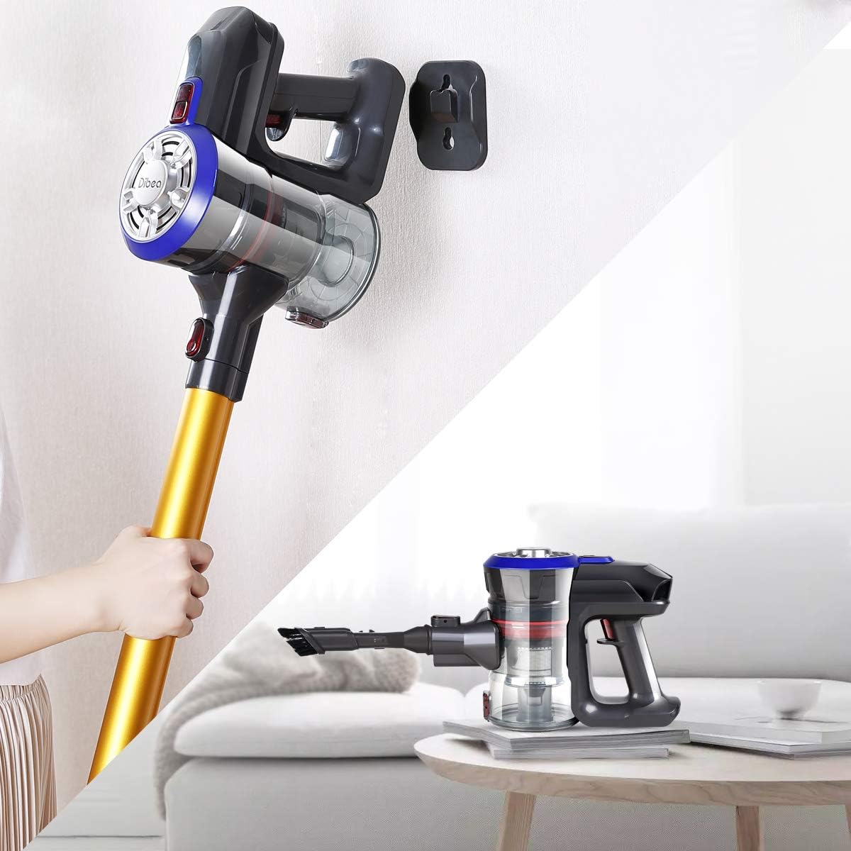 colore oro dibea Aspirapolvere senza fili 4 in 1 animali domestici 12000Pa  Stick Aspirapolvere senza fili leggero con batteria al litio ricaricabile e  spazzola a LED per pavimenti Forniture sanitarie e igieniche
