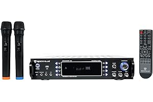 Rockville RPA70WBT V2 1000W 2-Channel USB Bluetooth Karaoke Amplifier/Mixer with (2) Wireless Mics, Optical/Coaxial/RCA Inputs, Echo Control, for Home Karaoke & Parties