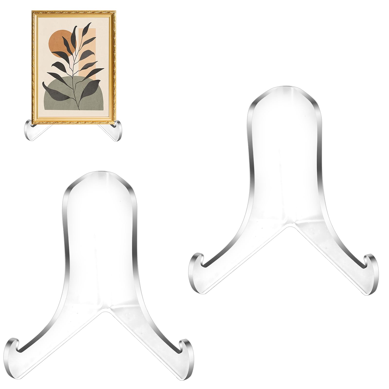 Photo 1 of 2 Pcs 3 Inch 60-Degree Angle Acrylic Plate Display Stand Clear Photo Holder Stands Easel Base Desktop Ornaments and Artwork Display Stands Shallow Support Holders for Card Frame Picture Books