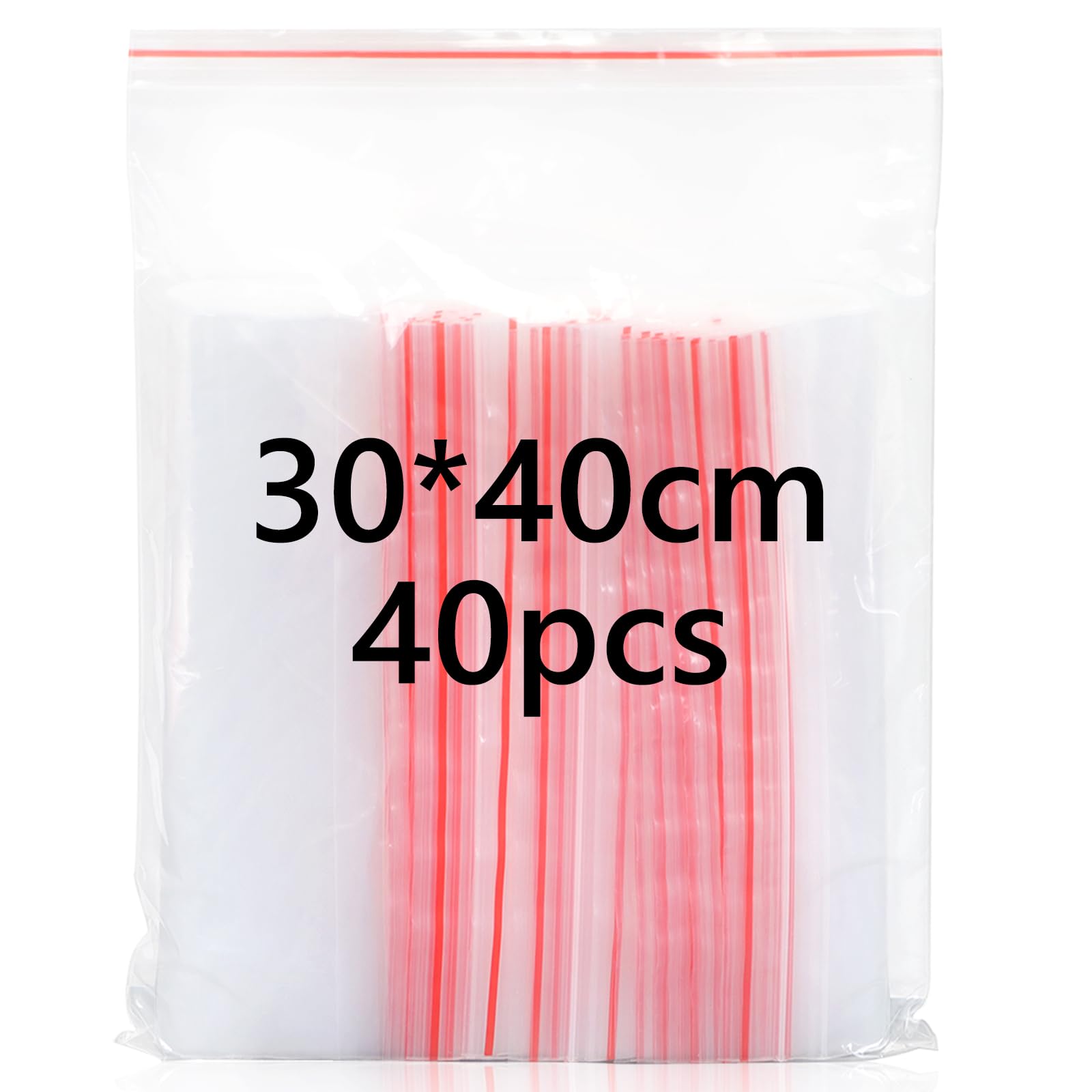 Clear Plastic Storage Bags (30x40cm) - 40Pcs Resealable Grip Seal, Thickening & Durable Design for Kitchen, Office Supplies & Stationery