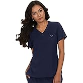 KOI Basics Kade Women's 1-Pocket Tuck-in Scrub Top Navy Medium