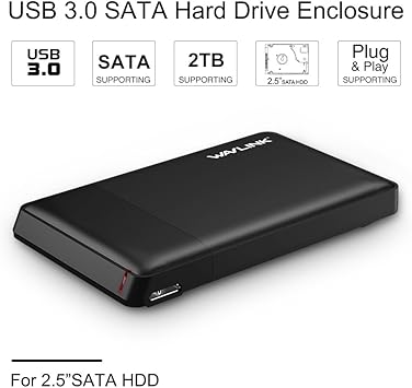 wavlink USB 3.1 A SATA/SSD/HDD de 2,5 Pulgadas Caja Externa Disco ...