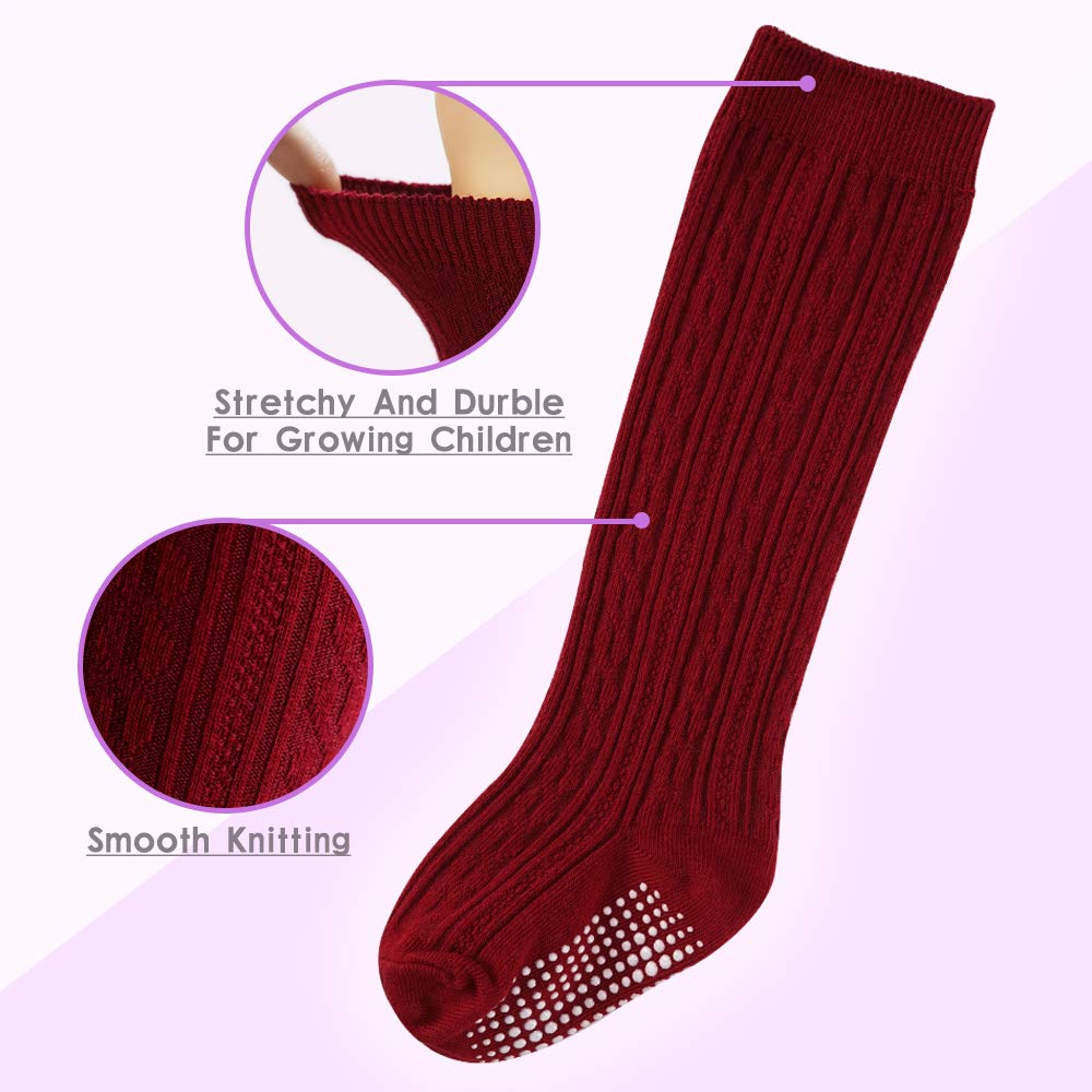 CozyWay Baby Knee High Socks Non Slip Unisex 3/5 Pack Toddlers Anti-Skid Long Stockings Boys Girls School Uniform Leggings (Assorted 5 Pack, M (1-2T))