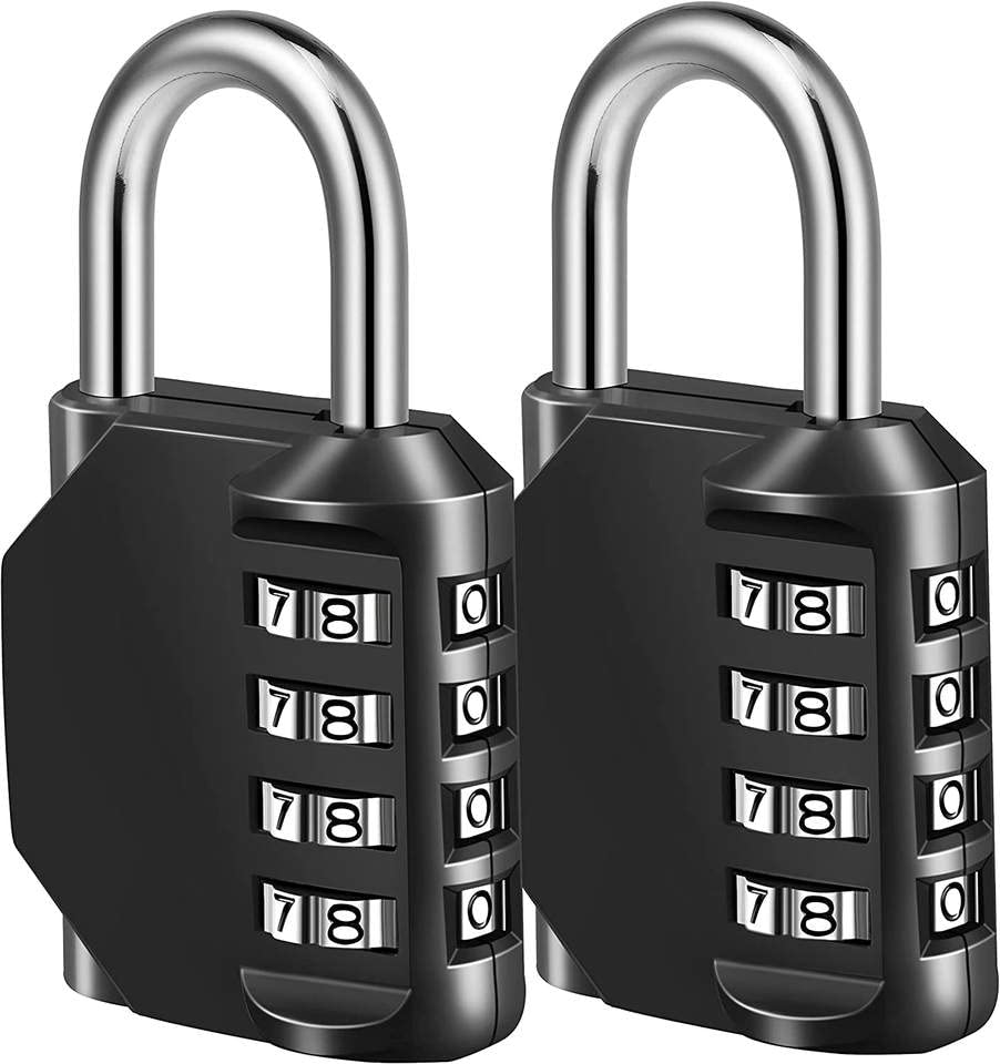 2 Pack x Combination Locker Padlock, 4 Digit Coded Padlock, Gym Lock, School Locker Lock, Weatherproof Combination Lock Outdoor
