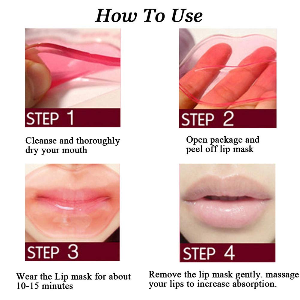 Adofect 30 Pieces Collagen Crystal Lip Masks, Collagen Lip Pads Great for Moisturizing Lip, Remove Dead Skin, Anti Chapped & Anti-Aging and Plump Your Lips, Pink : Beauty