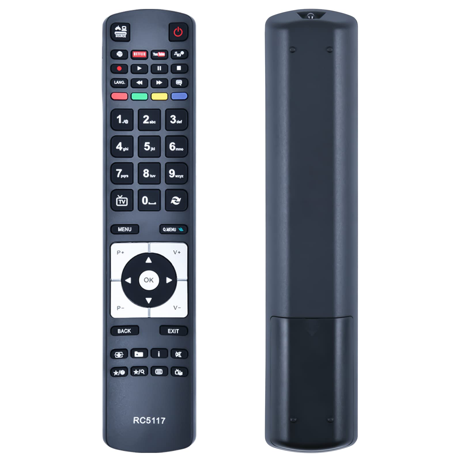 TCNOUMT RC5117 Remote Control Replacement for Hitachi TV RC5117, Fit for All Hitachi Telefunken TV RC5118 42HYT42U 50HYT62U 50HYT62UH Remote Controller
