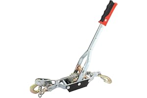 LFGUD Come Along Winch, 5 Ton Dual Gear Power Puller, 3 Hooks 10Ft Heavy Duty Steel Cable & Anti Skid Handle, 10,000 Lbs Load Capacity