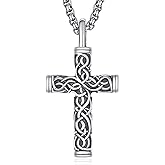 F4DEDAN Cross Necklace for Men 925 Sterling Silver Men's Cross Necklace Catholic Religious Gifts