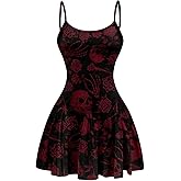 Floerns Women's Skull Print Sleeveless Cami Dress Flare Hem Y2k Mini Dresses