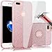 JZTECH iPhone 7 Plus Case 5.5inch,High Impact Resistant Glitter Sparkle Shining Bling Skin Cover Bumper 3 Layer TPU Soft Rubber Shockproof Durable Shell +Tempered Glass Screen Protector Rose Gold
