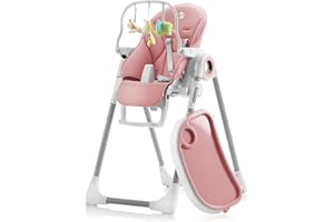 Sweety Fox Baby High Chair Adjustable to 7 Different Heights - Pink Baby Chair - Silla para Comer de Bebe - Foldable High Chairs for Babies and Toddlers