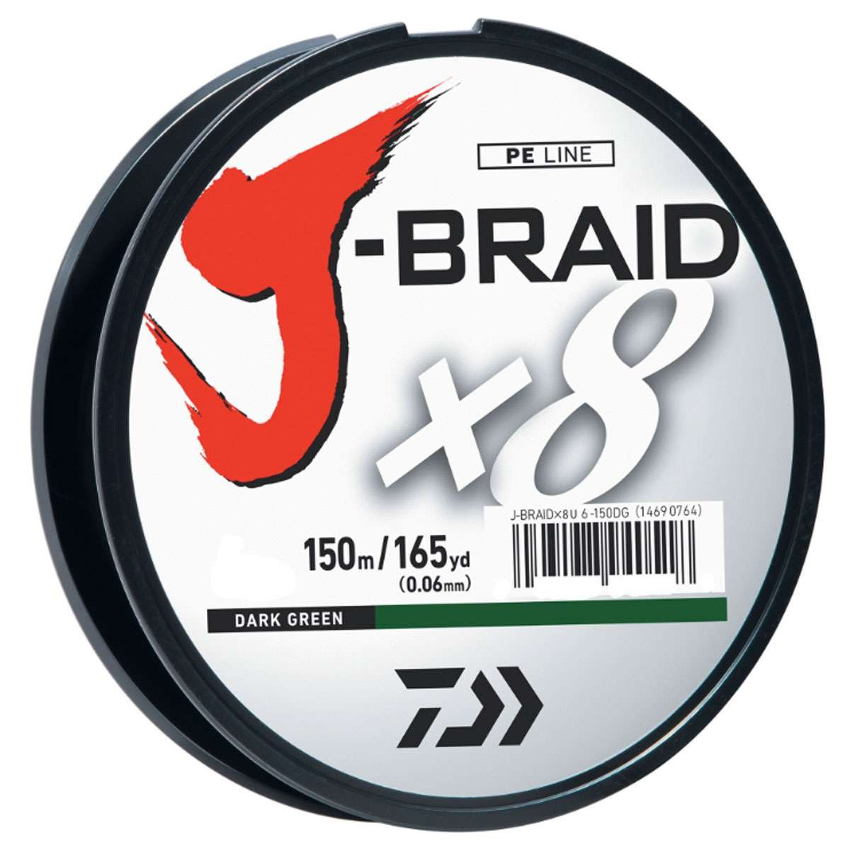 J-BRAIDX8, Filler Spool, Dark Green, Mono Dia.= 2lb.