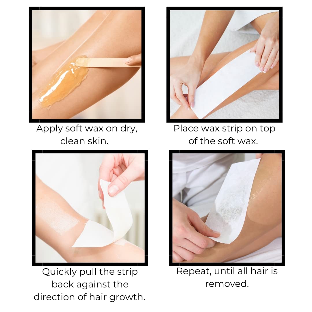 Omwah Beauty Professional Salon Grade Facial and Body Non Woven Epilating Wax Strips Large 3 x 9 Hair Removal (200 Count)