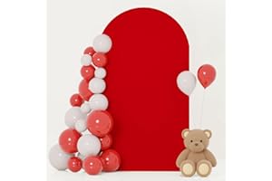 FOTSHARER Red Arch Cover Spandex Circle Arched Cover 7.2FT for Round Top Arch Covers Backdrop Fabric for Event Banquet Wedding Balloon Arch Cover Unique Arch Backdrop for Bridal Baby Shower Party Decorations