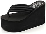 Hanxue Womens Chunky High Platform Wedge Flip-Flops