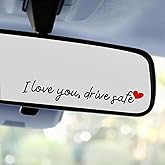 3pcs I Love You Drive Safe Mirror Sticker, Car Rearview Mirror Decal Safe Driving Stickers Funny Auto Vinyl Window Rear View Decals for Men Women (Black)