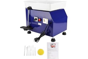 YaeKoo 25CM 350W Electric Pottery Wheel Machine Ceramic Work Forming Machine with Adjustable Lever Foot Pedal Removable Detachable ABS Basin DIY Clay Art Craft Shaping Tools (Blue Color)