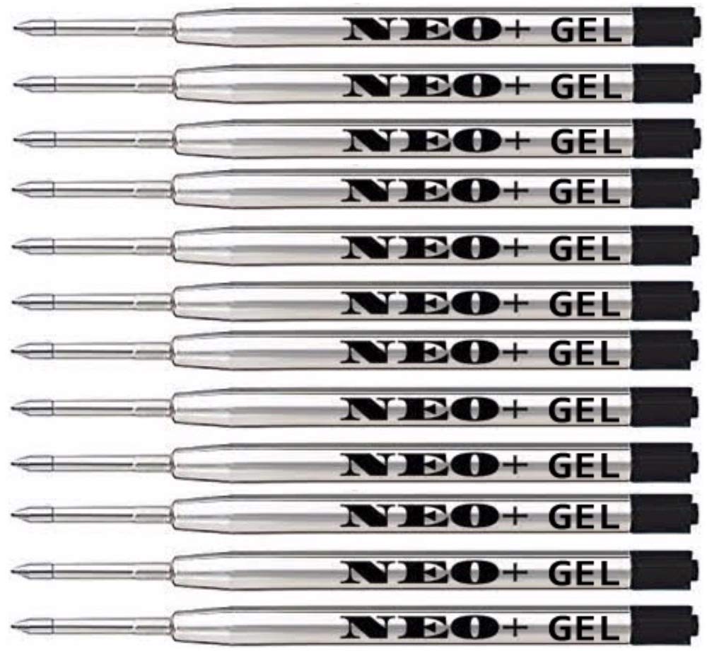 Quality Ballpoint Pen Refills, Cheap but Long Lasting, Medium Point. Fits Parker Ball Pen Too. G2 Style Refill Made in Germany (12 Black Gel)
