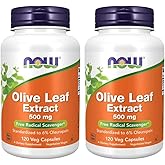 Now Foods Olive Leaf Extract 500mg Standardized to 6% Oleuropein, 120 Vcaps (2 Pack)