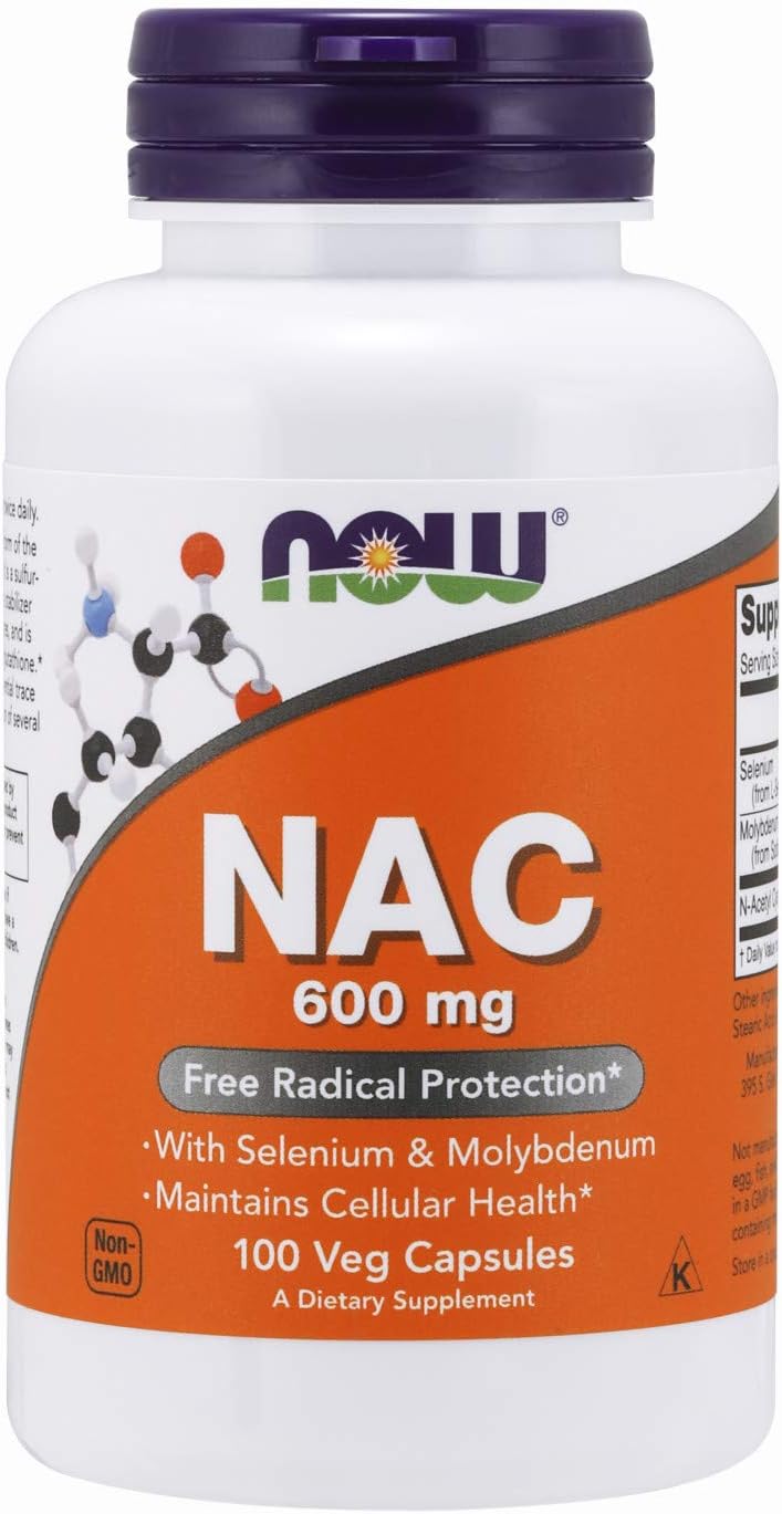 NOW Supplements, NAC (N-Acetyl Cysteine)600 mg with Selenium & Molybdenum, 100 Veg Capsules: Health & Personal Care