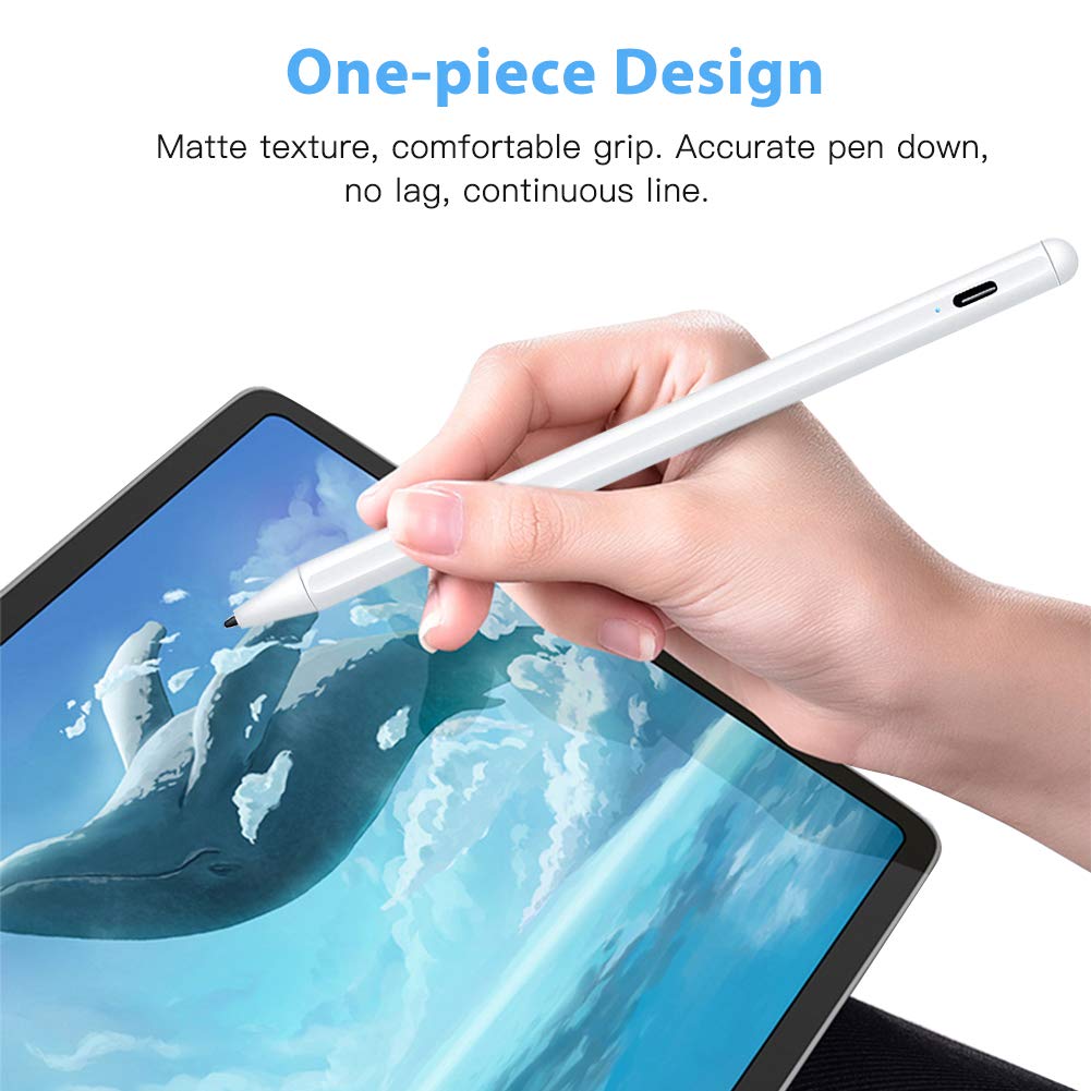 Elekpopu Stylus Stift mit Palm Rejection für Apple iPad 2018 & 2019 iPad Air 3 Mini 5 iPad Pro 11/12.9, 1.0 mm Feine Spitze, Hochpräziser iPad-Bleistift zum Zeichnen und Schreiben (Weiß)