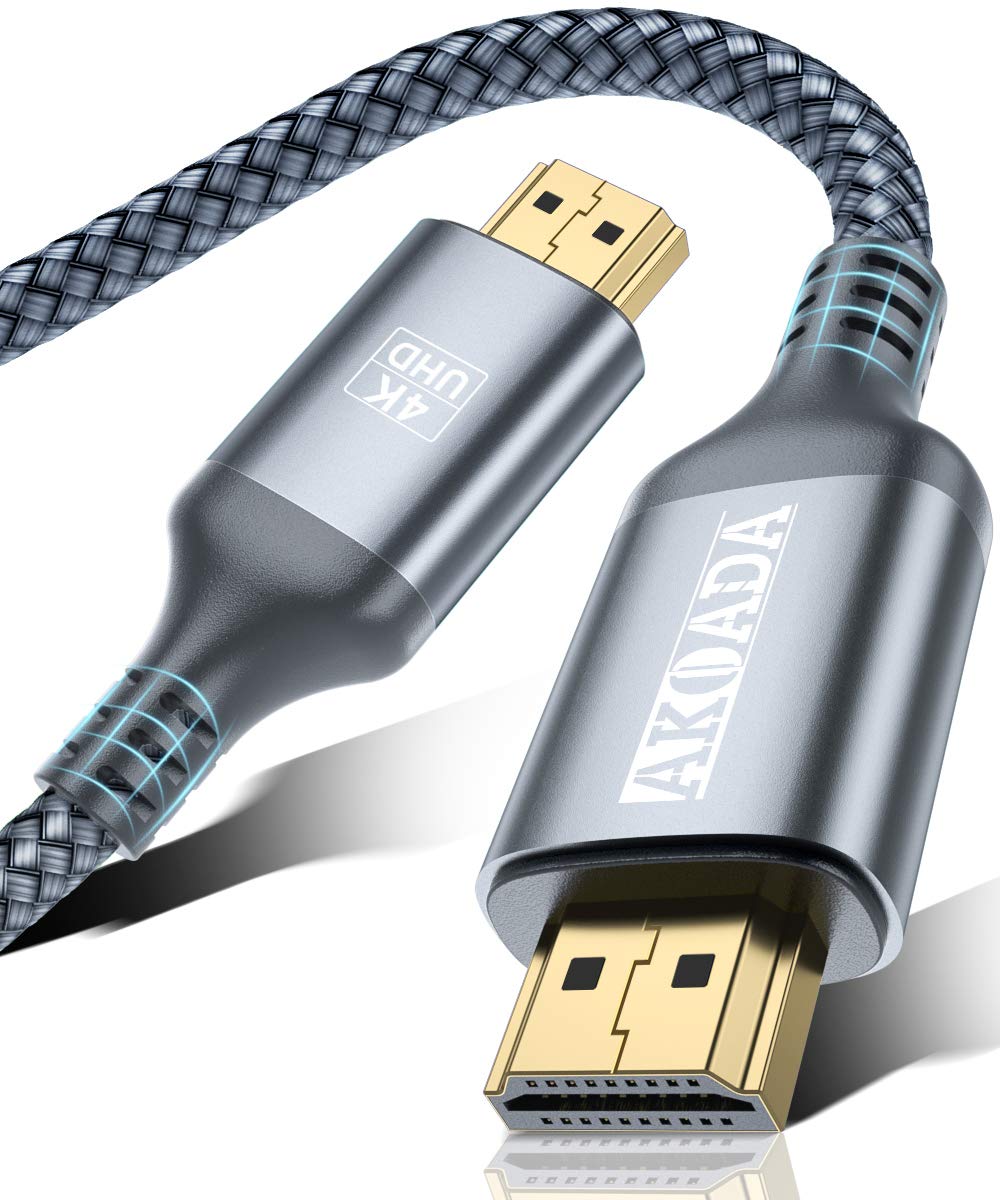 AkoaDa 4K Long HDMI Cable, 18Gbps High Speed HDMI 2.0 Braided Cable, 4K-60Hz HDR, Ultra HD, 2K, 1080P, ARC Compatible with TV, PC, PS5/4/3, Projector, Monitor ect (Grey, 15M)