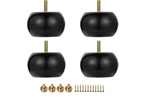 Metany 4PCS Wood Furniture Legs 2 inches Furniture Legs with Bolt Walnut Sofa Legs Couch Legs Replacement for Legs for Piano Bench, Chest-Turned-Coffee Table (Black)