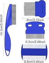 Lmyzcbzl 4-Piece Lice Comb Kit - Metal & Plastic Double Sided Combs view 2