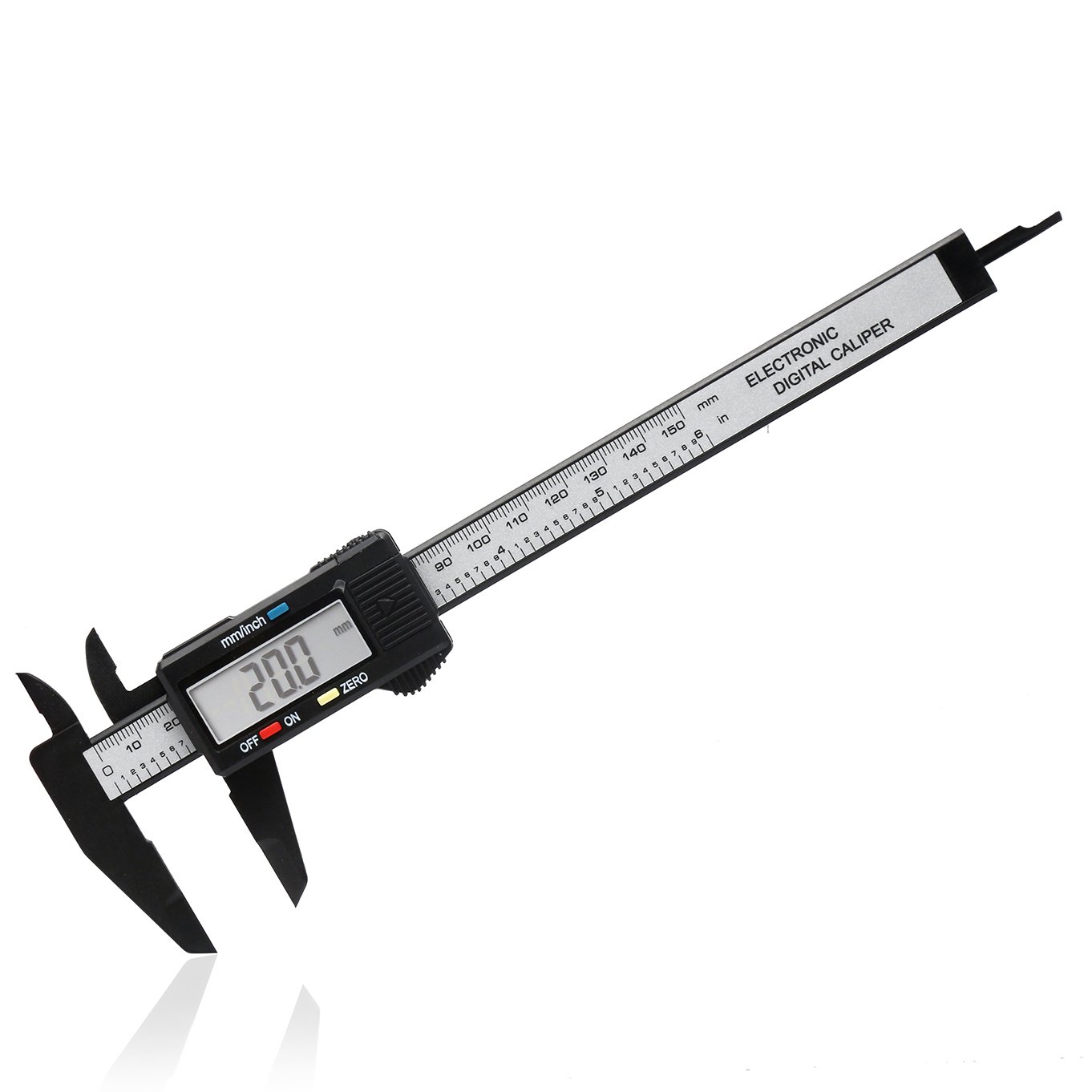Digital Vernier Caliper - 150mm 6 inch Electronic LCD Screen Plastic Caliper Gauge Micrometer Ruler Carbon Fiber Micrometer Measuring Tool Inch/Metric/Fraction Conversion