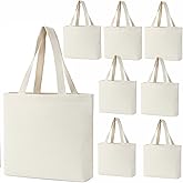 GiftExpress Pack of 12, 8" x 8" W Mini Natural Color Canvas Tote Bag, Canvas Craft Bags, DIY Goody Bags Party Favor