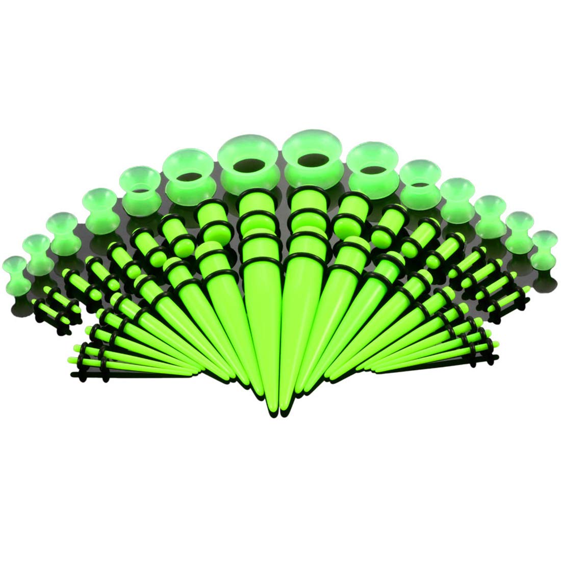 BOOM 18 x Taper Taper Tapers + 18 x Acrylic Ear Plugs 1.6 mm-10 mm Acrylic + 14 x Silicone Flesh Tunnel 3 mm-12 mm, Acrylic