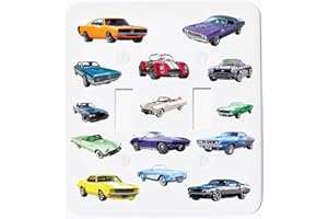 PRESTO WALL DECALS American Classic Muscle Car Light Switch Plate Covers and Outlet Covers Classic Race Car Room Decor (Double Toggle)