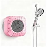 Elmocin Mini Bluetooth Shower Speakers, Portable Wireless Speaker with Suction Cup, Pairs Easily to Phones, Tablets, Computer, Gift for Men & Women (Pink)
