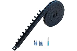 TFORVE New 10x10mm Drag Chain Cable Carrier Black Plastic Wire Chain Carrier 1M for 3D Printer Laser CNC, with Extra End Connector,Outside Side Open