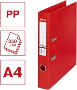 Esselte No.1 Power Lever Arch File 50mm Red A4 Spine view 2