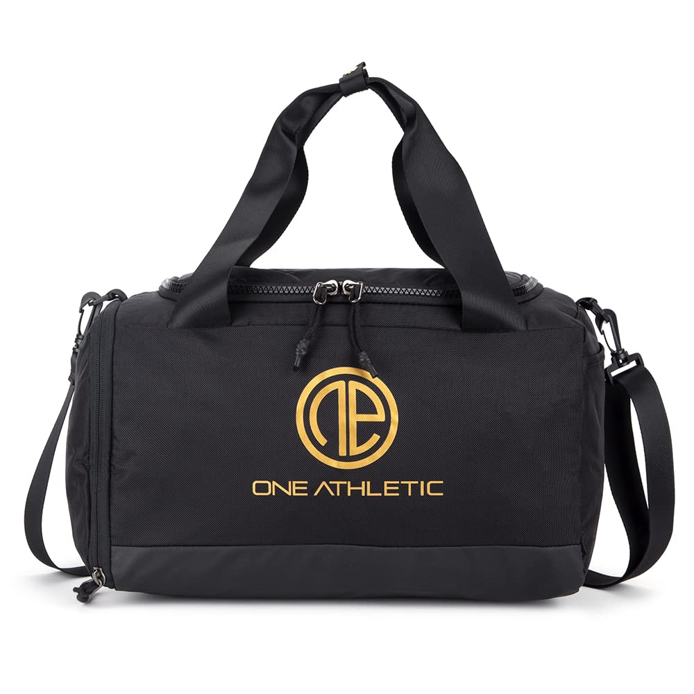 One Athletic Nylon Gym Bag, One Size, Black/Gold