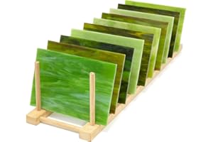 wecrejoni 12 Sheets Green Stained Glass Sheets, 4x6 inch Large Cathedral Glass Mosaic Tiles for Crafts, Art Glass Kit, Stained Glass Supplies (Opaque Mix)