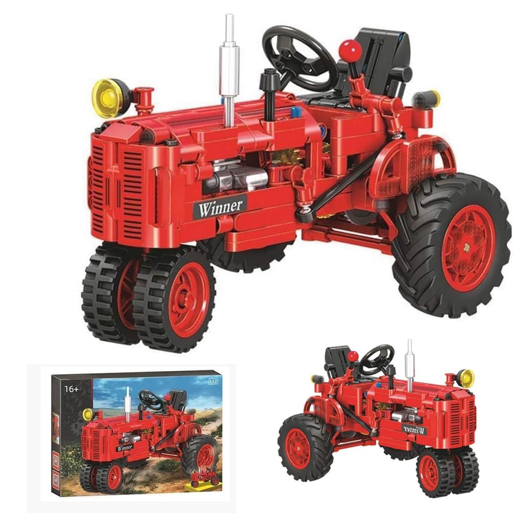 Classic Tractor Buidling Set, 302 Pieces Retro Tractor Toy Building Kit, Creative Gifts for Adults and 16+Teens, Collectible Vehicle Construction Set