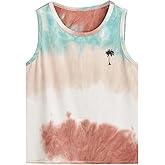 Floerns Boy's Tie Dye Sleeveless Tank Top Crewneck Hawaiian Tree Print Shirts