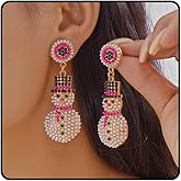 Christmas Snowman Earrings for Women Sparkly Rhinestone Snowman Dangle Earrings Fashion Winter Holiday Jewelry Christmas Gifts Stocking Stuffers for Her