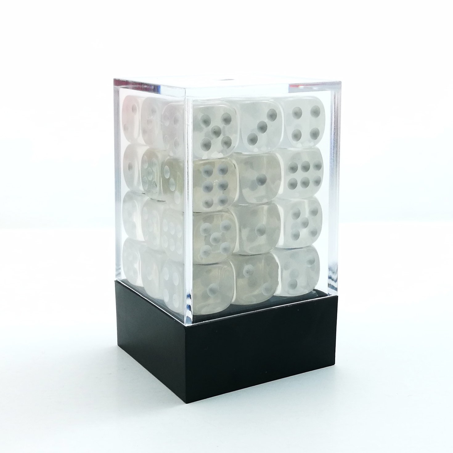 Bescon 12mm 6 Sided Dice 36 in Brick Box, 12mm Six Sided Die (36) Block of Dice, Translucent White With Pips