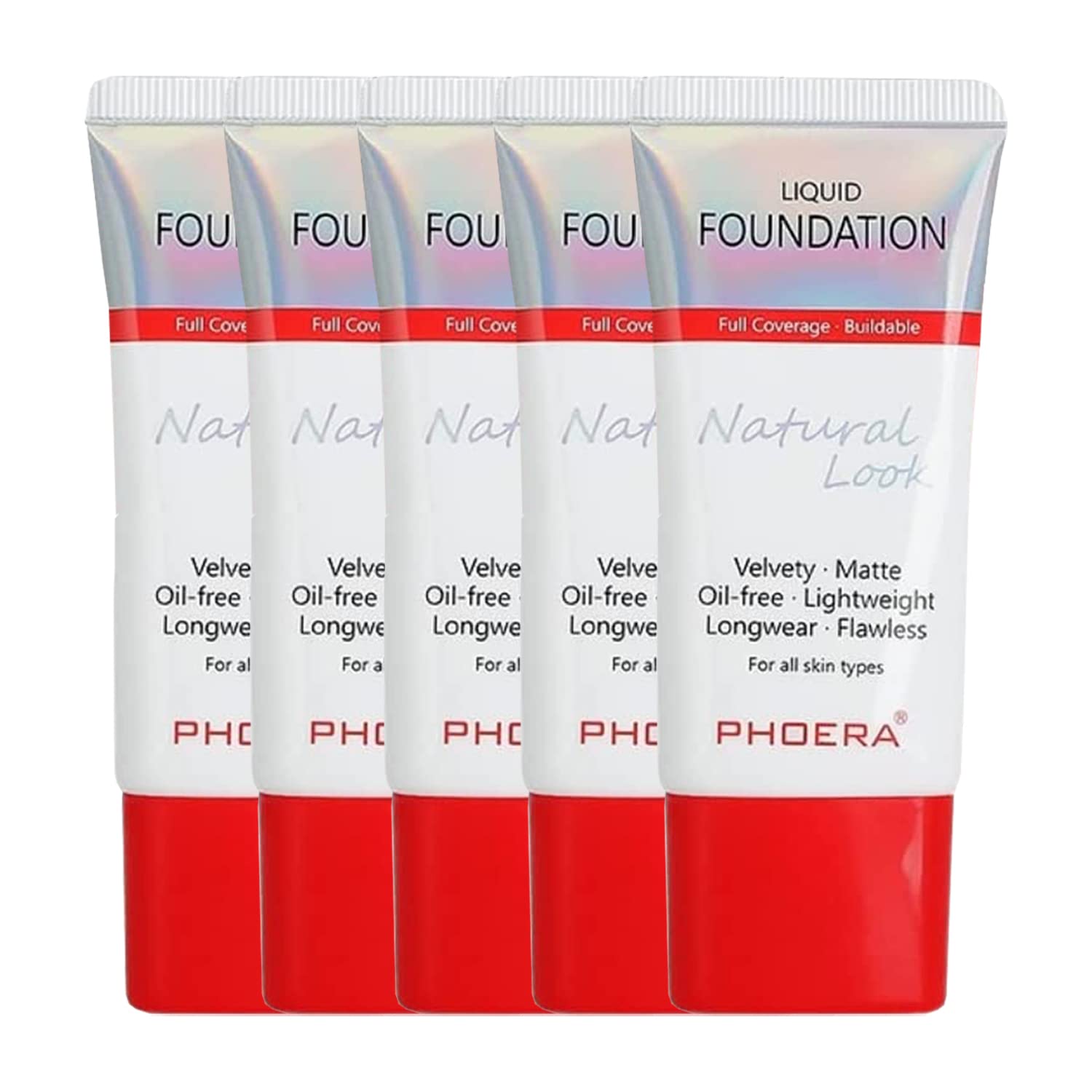Glamza Phoera Foundation Full Coverage Makeup Set - 24hr Long Lasting Oil Control - Same Foundation Smarter Packaging - Inc x5 30ml Foundation & Silicone Blender Sponge (107 Honey)