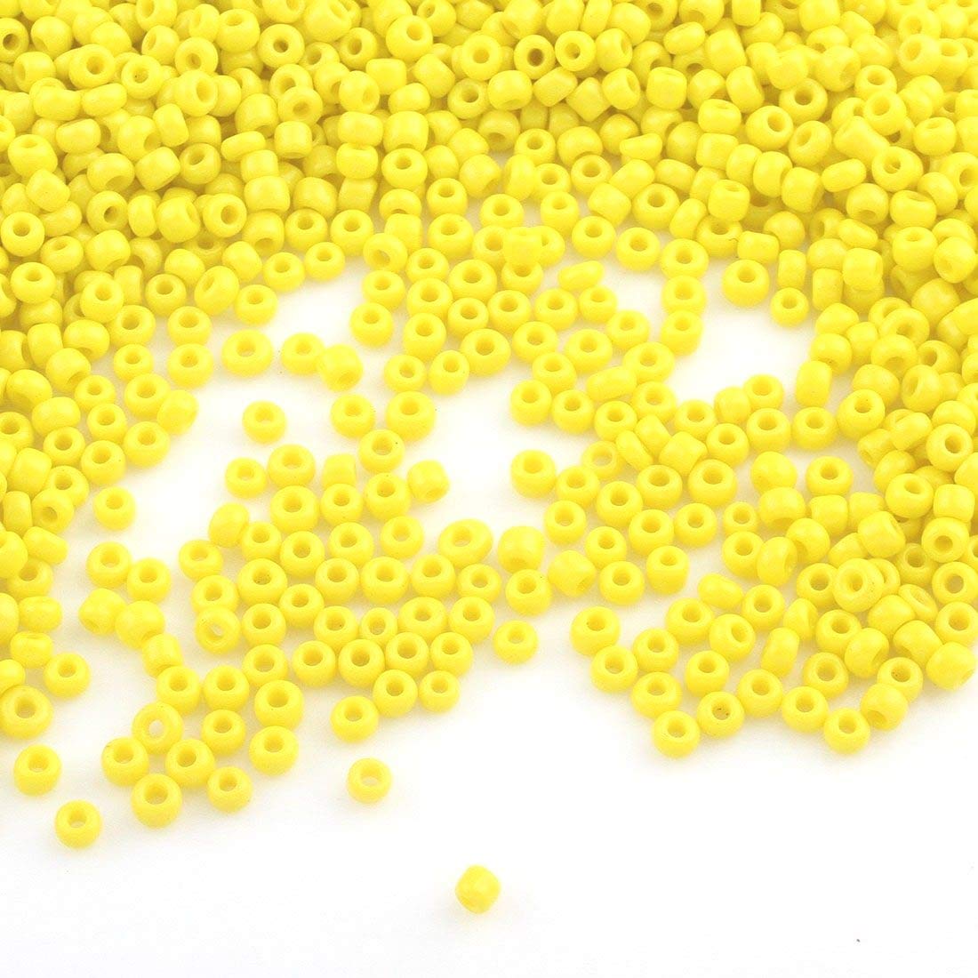 6500 Pieces Glass Seed Beads 2 mm Opaque Matte 11/0 Pony Beads Opaque Lustre Opaque Seed Beads (Yellow)