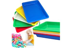 FOTTAQQAN 10 Pack Plastic Art Trays,Activity Plastic Crafts Tray,Multicolor Serving Organizer Tray for DIY Projects,Painting,Beads,Home,School