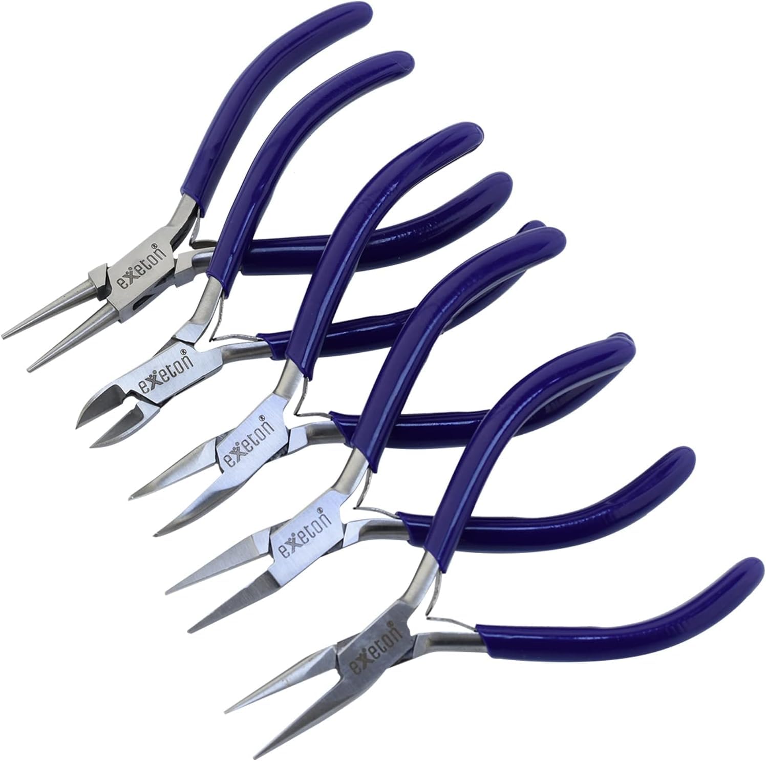 Exeton Jewelry Making Pliers Set, Professional Craft Pliers Tools, Blue, 12cm
