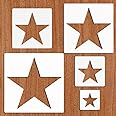 5pcs Reusable Painting Stencils,Plastic Art Craft Templates on Wood Wall Fabric Paper Home Décor DIY 4" to 12" (Star)