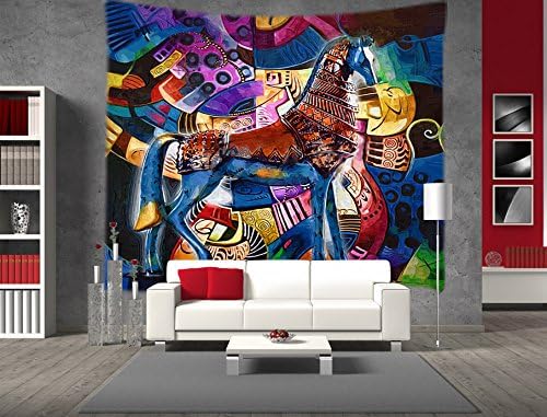 MEIYIMI Trippy Psychedelic Colorful Bohemian Wall Hanging Tapestries - Decor Indian Home Hippie Abstract Boho Tapestry for Dorms๏ผColorful Horse๏ผ59"ร40"๏ผ