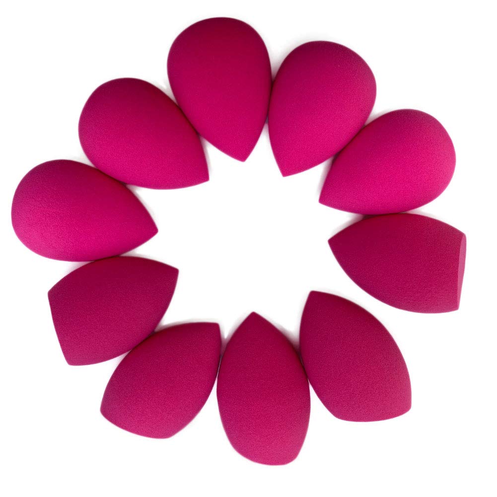 Beauty Makeup Sponge 10 Pcs,Soft Latex Free and Vegan Makeup Sponges Perfect for Cosmetic Beauty Sponge Application for Liquid,Multi-colored Makeup Sponges(rose red color)